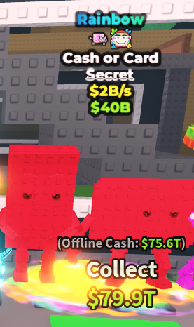 Cash or Card Rainbow 2B/s NO TACO