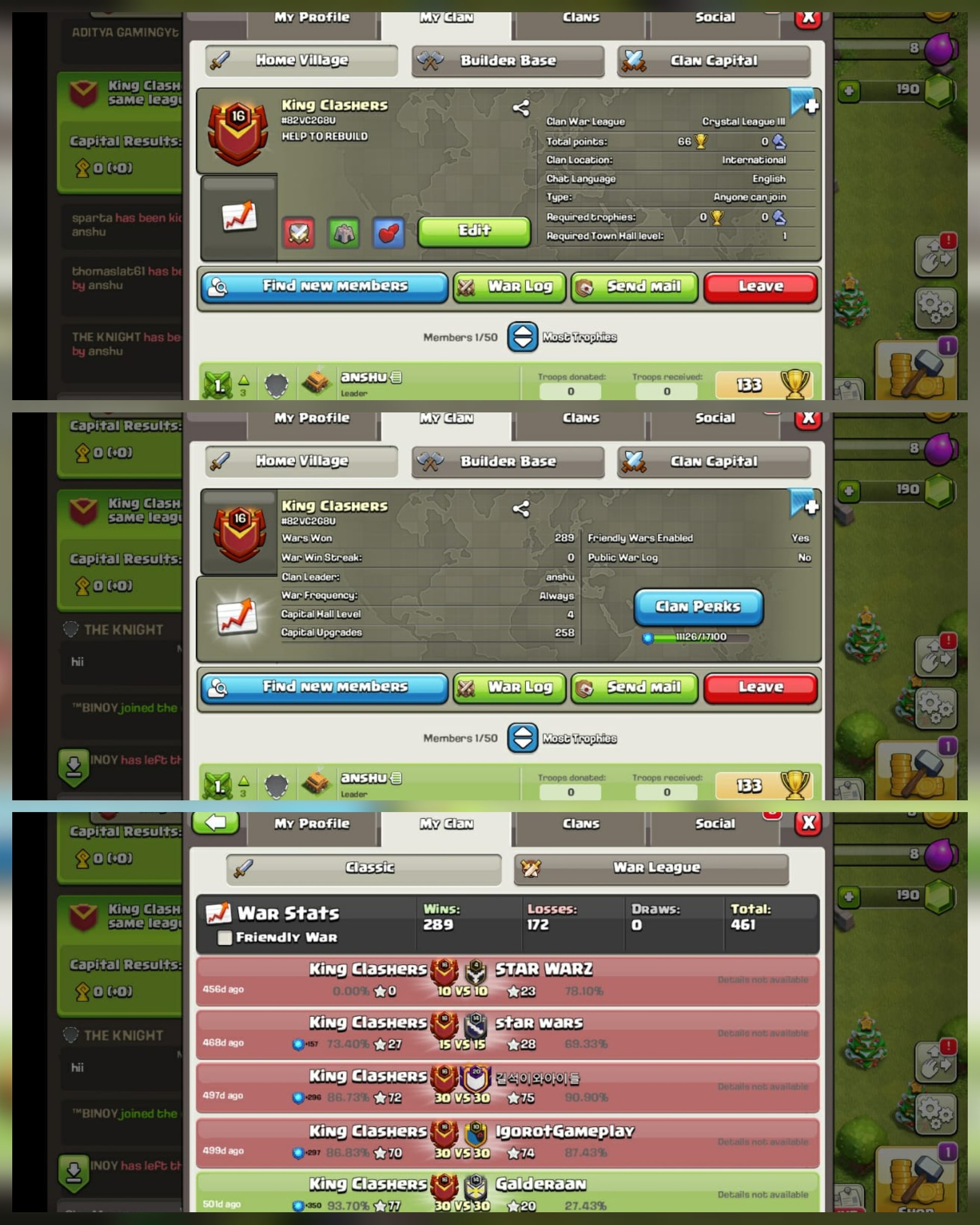 Pure English Name-King Clashers] Crystal 2]CC 4]level16]289Win-172Loss ]Fast Delivery] Cheap Clan