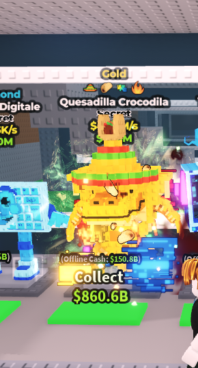 [ Secret ] Gold Quesadilla Crocodila With Mexico Hat , Taco , Glitch , Fire Trait 48.7M/Sec | Ready Unit✅ | INSTANT DELIVERY✅