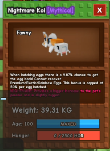Nightmare Huge Koi Age 100 Weight 38-39Kg 9.6% Passive Guaranted