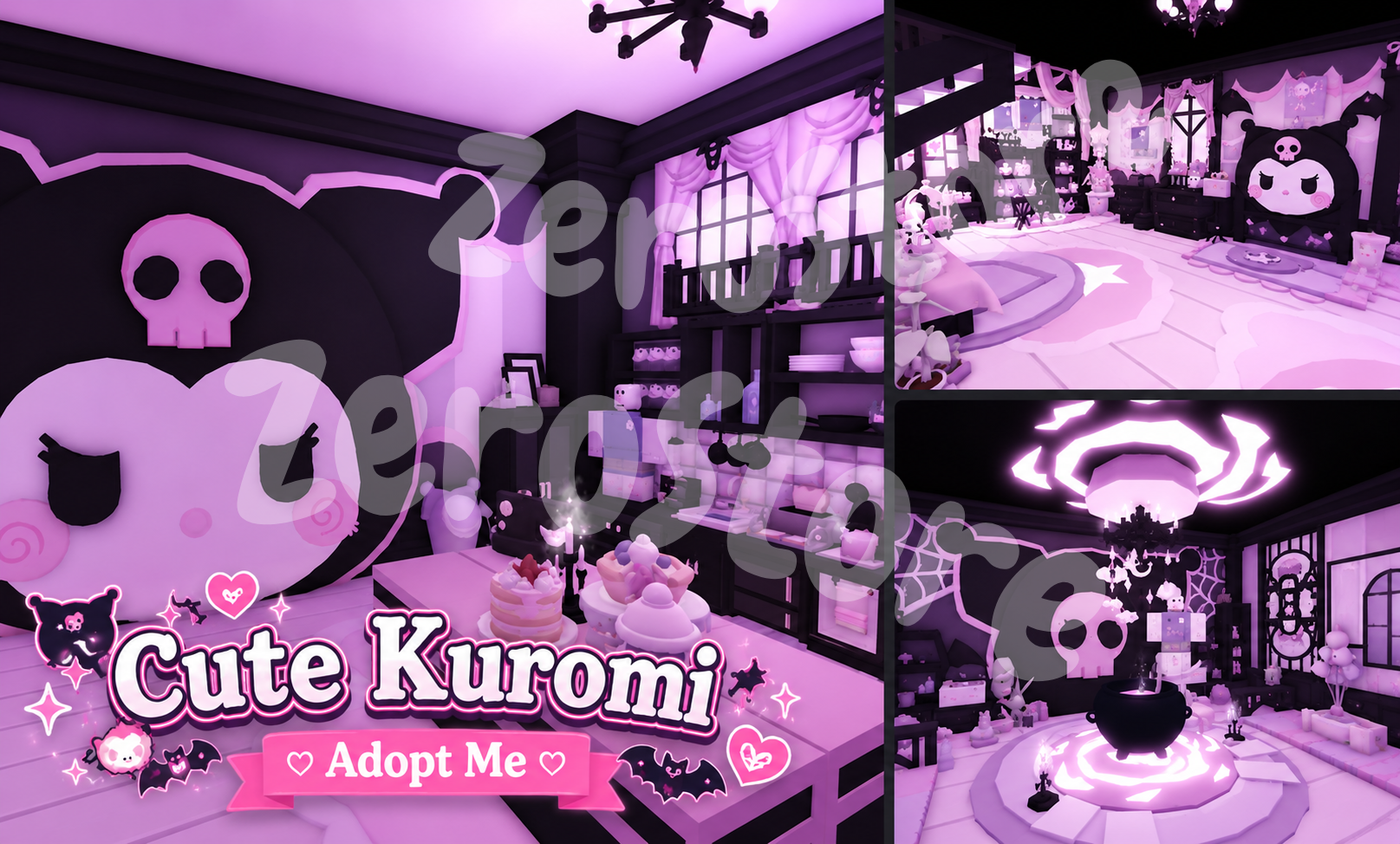 ⋆。‧˚ʚ Cute Kuromi Theme House 🖤💜 Adopt Me ɞ˚‧。⋆