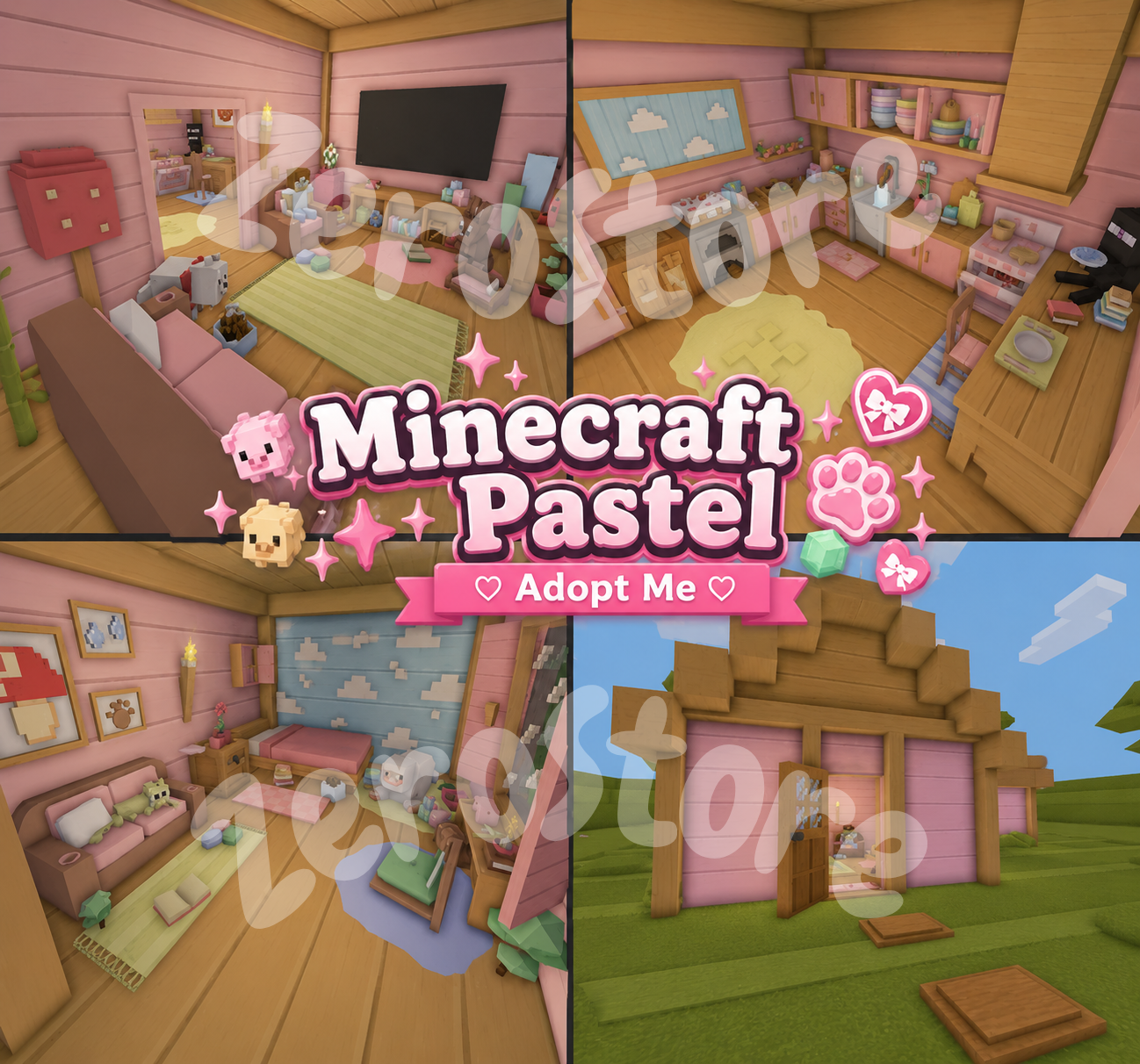 ⋆˙⟡ Minecraft Pastel Theme House ⛏️ Adopt Me ɞ˚‧。⋆