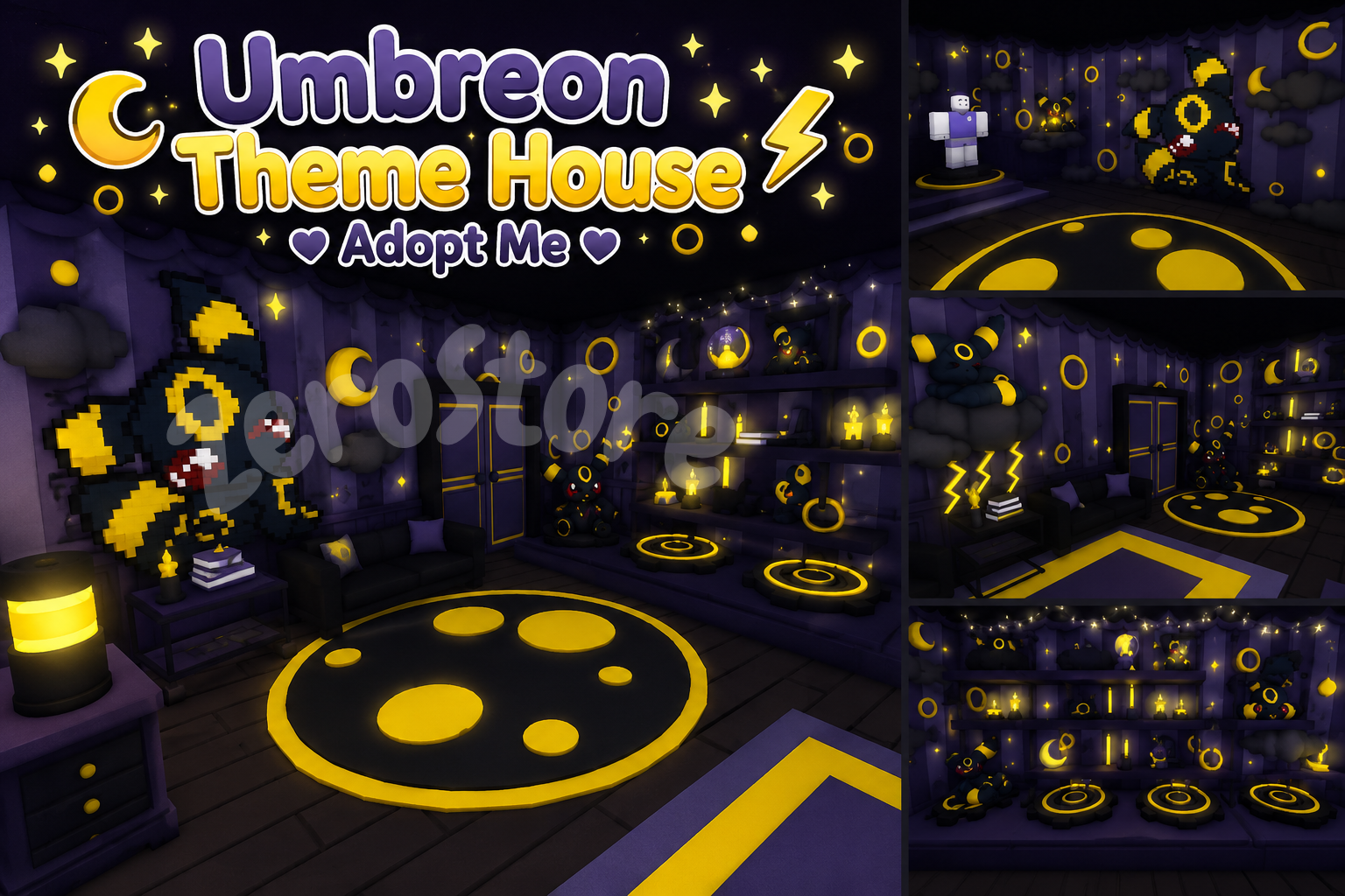 ⋆｡‧˚ʚ Umbreon Theme House ⚡ Adopt Me ݁ ɞ˚‧｡⋆