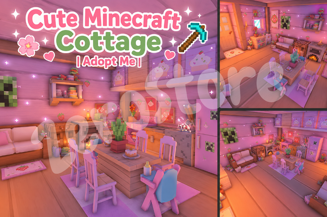 ⋆。‧˚ʚ Cute Minecraft Cottage Theme House ⛏️ Adopt Me ݁ ɞ˚‧。⋆