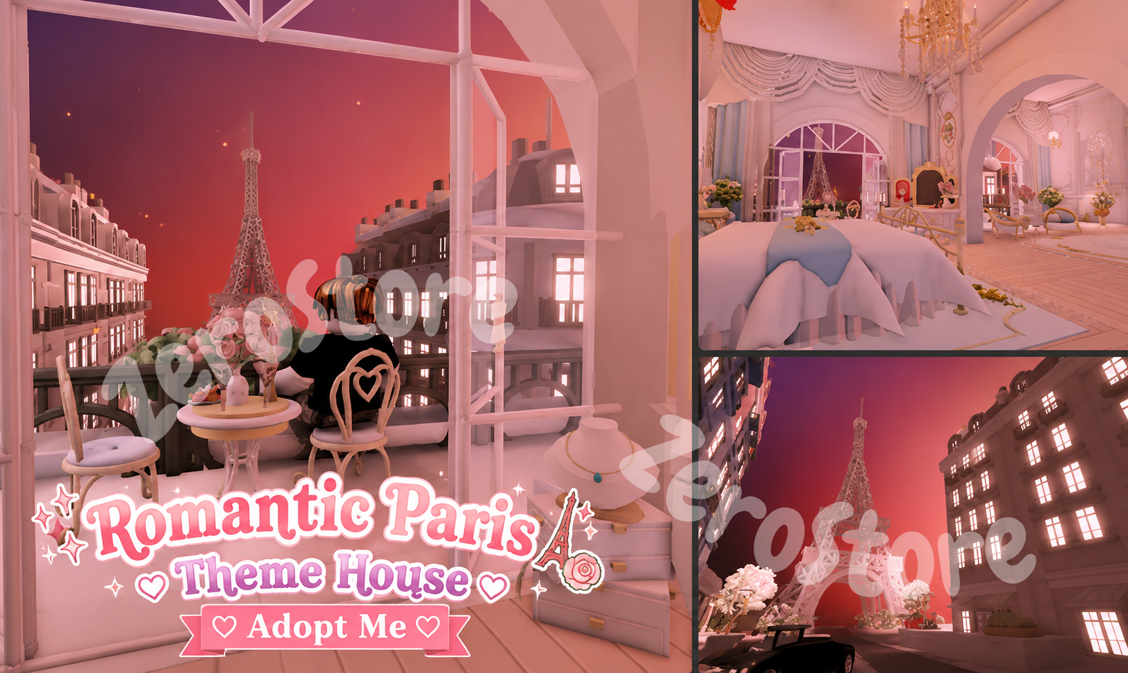 ⋆。‧˚ʚ Romantic Paris Theme House 🗼 Adopt Me ɞ˚‧。⋆