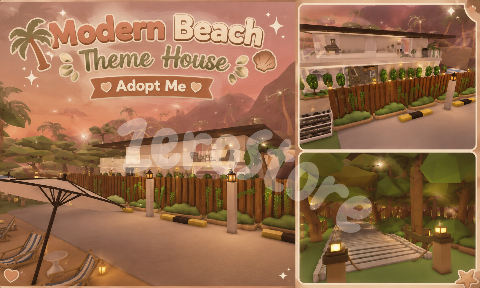 ⋆。‧˚ʚ Modern Beach Theme House 🏝️ Adopt Me ɞ˚‧。⋆