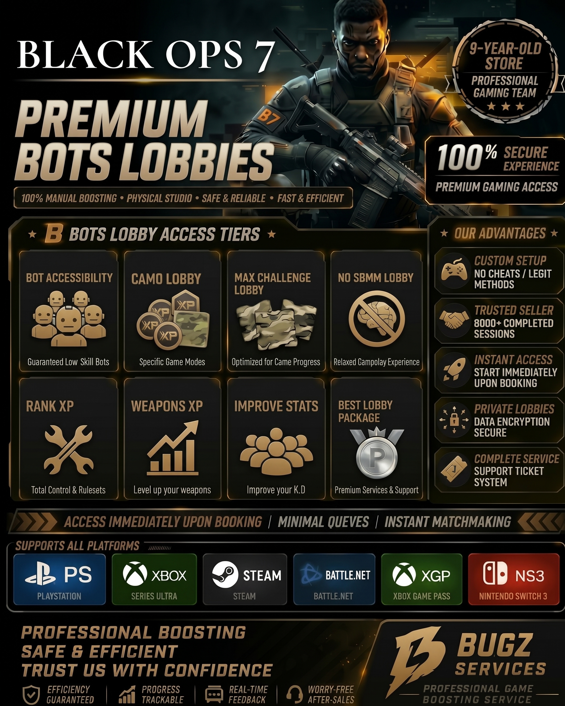 20 minutes Domination Bot Lobby⭐️ BO7 Bot Lobby NUKETOWN【NO WAIT TIME】 🚀 Black Ops 7✅Unlock Mastery Camos Challenges❤️Max Weapons🌐Fast Delivery【Available for PC/XBOX/PS】