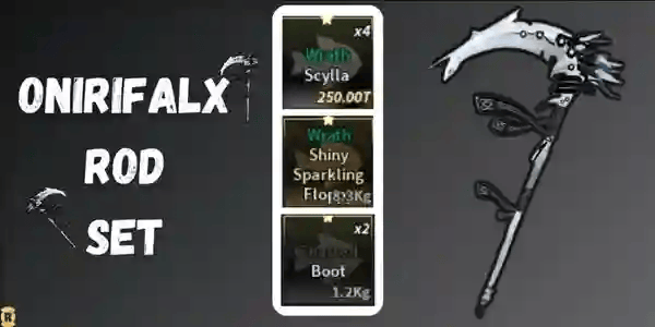 ONIRIFALX ROD SET (WRATH SCYLLA, CHARRED BOOTS, SHINY SPARKLING WRATH FLOPPY / SSW FLOPPY) - FISCH