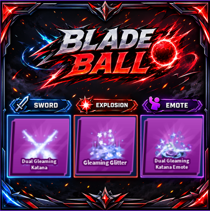 [ Limited Sword ] Dual Gleaming Katana + Explosion + Emote | FAST DELIVERY✅