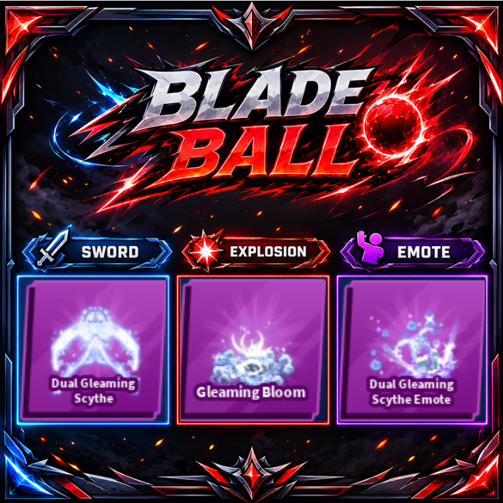 [ Limited Set ] Dual Gleaming Scythe + Explosion + Emote | FAST DELIVERY✅