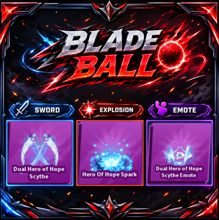 [ Limited Set ] Dual Hero of Hope Scythe + Explosion + Emote | FAST DELIVERY✅