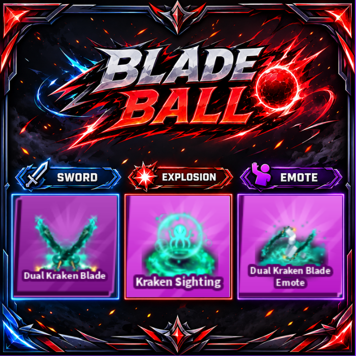 [ Limited Set ] Dual Kraken Blade + Explosion + Emote | FAST DELIVERY✅