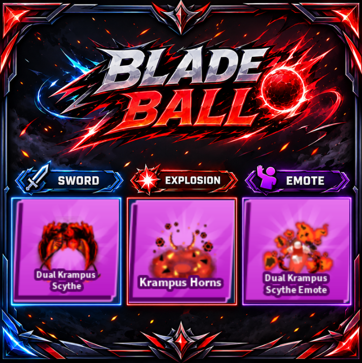 [ Limited Set ] Dual Krampus Scythe + Explosion + Emote | FAST DELIVERY✅