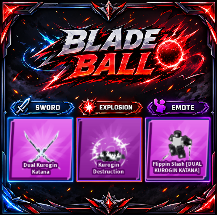 [ Limited Set ] Dual Kurogin Katana + Explosion + Emote | FAST DELIVERY✅