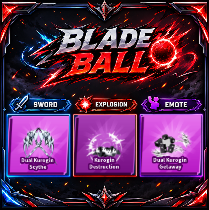 [ Limited Set ] Dual Kurogin Scythe + Explosion + Emote | FAST DELIVERY✅
