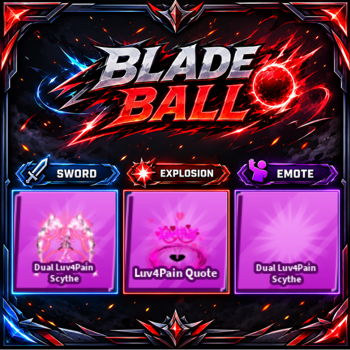 [ Limited Set ] Dual Luv4pain Scythe + Explosion + Emote | FAST DELIVERY✅