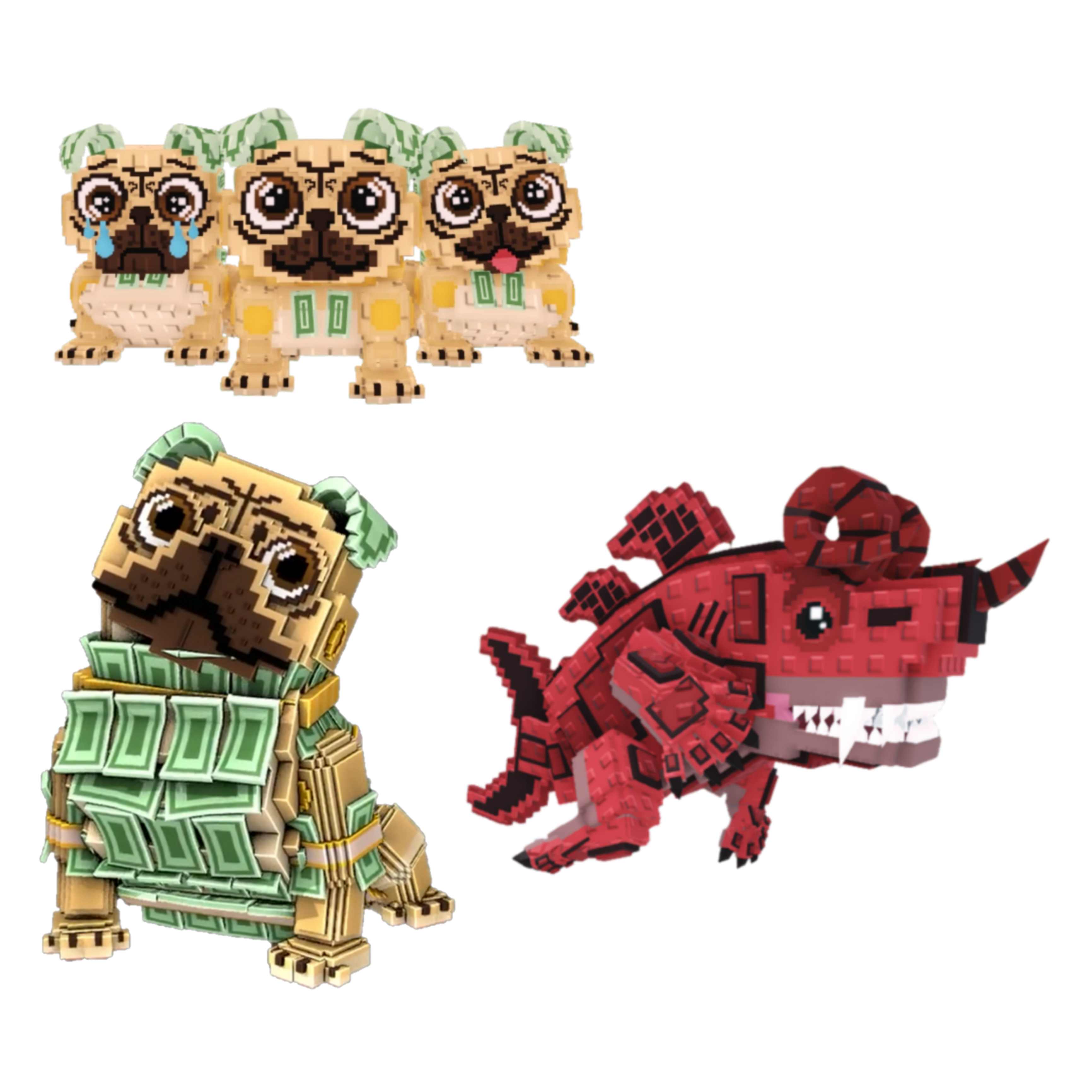 [BUNDLE] - 🧼 1x Los Puggies 🧼 1x Money Money Puggy 🧼 1x Eviledon