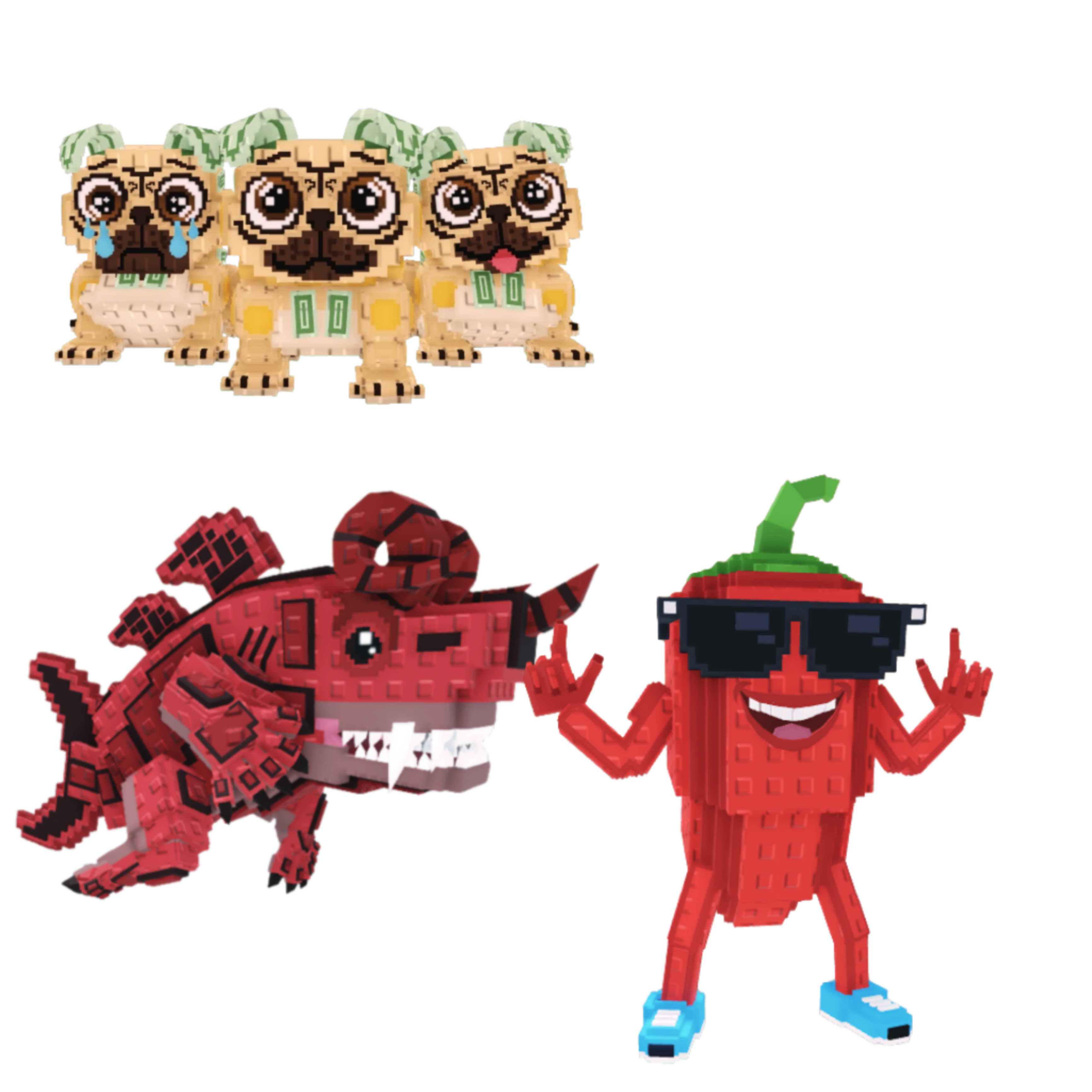 [BUNDLE] - 🤐 1x Los Puggies 🤐 1x Eviledon 🤐 1x Chillin Chili