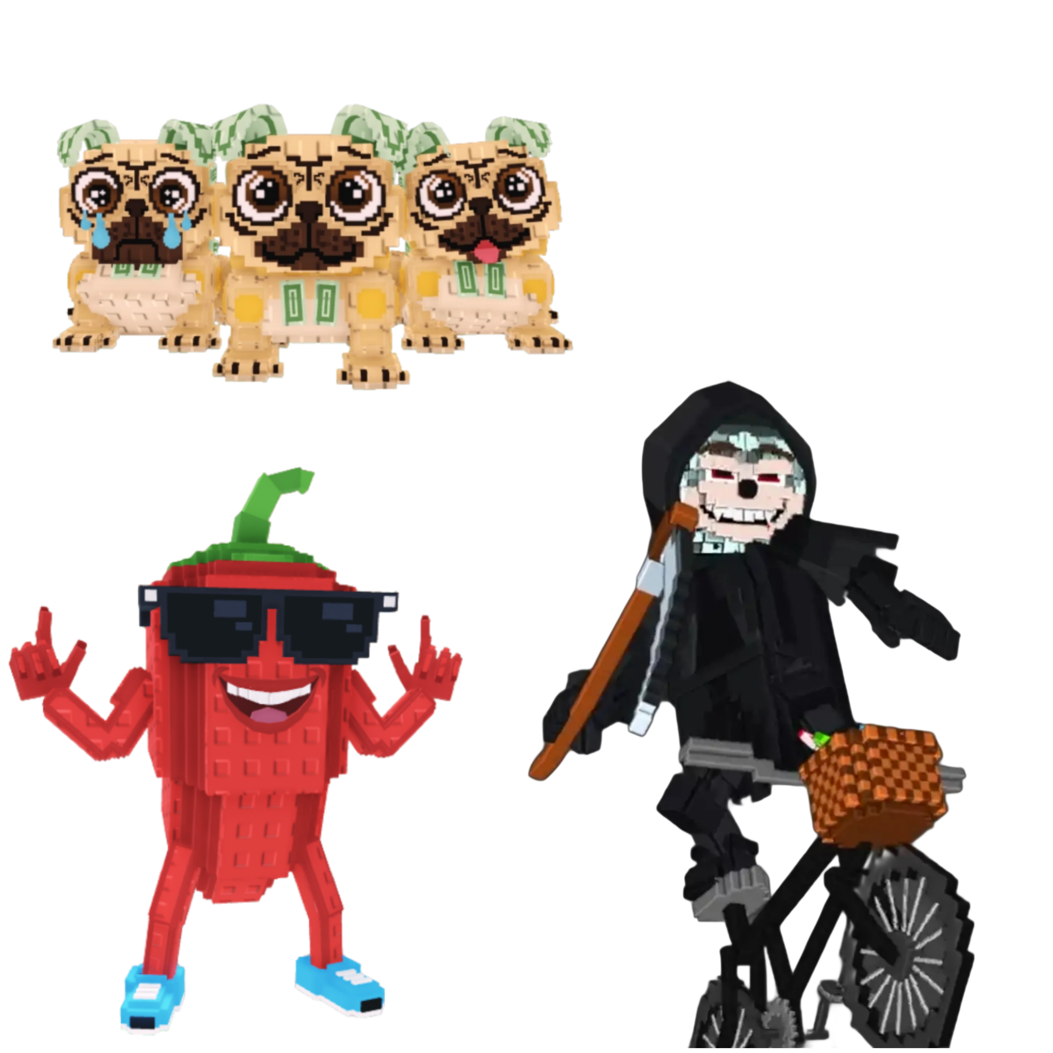 [BUNDLE] - 😶 1x Los Puggies 😶 1x Chillin Chili  😶 1x Mieteteira Bicicleteira