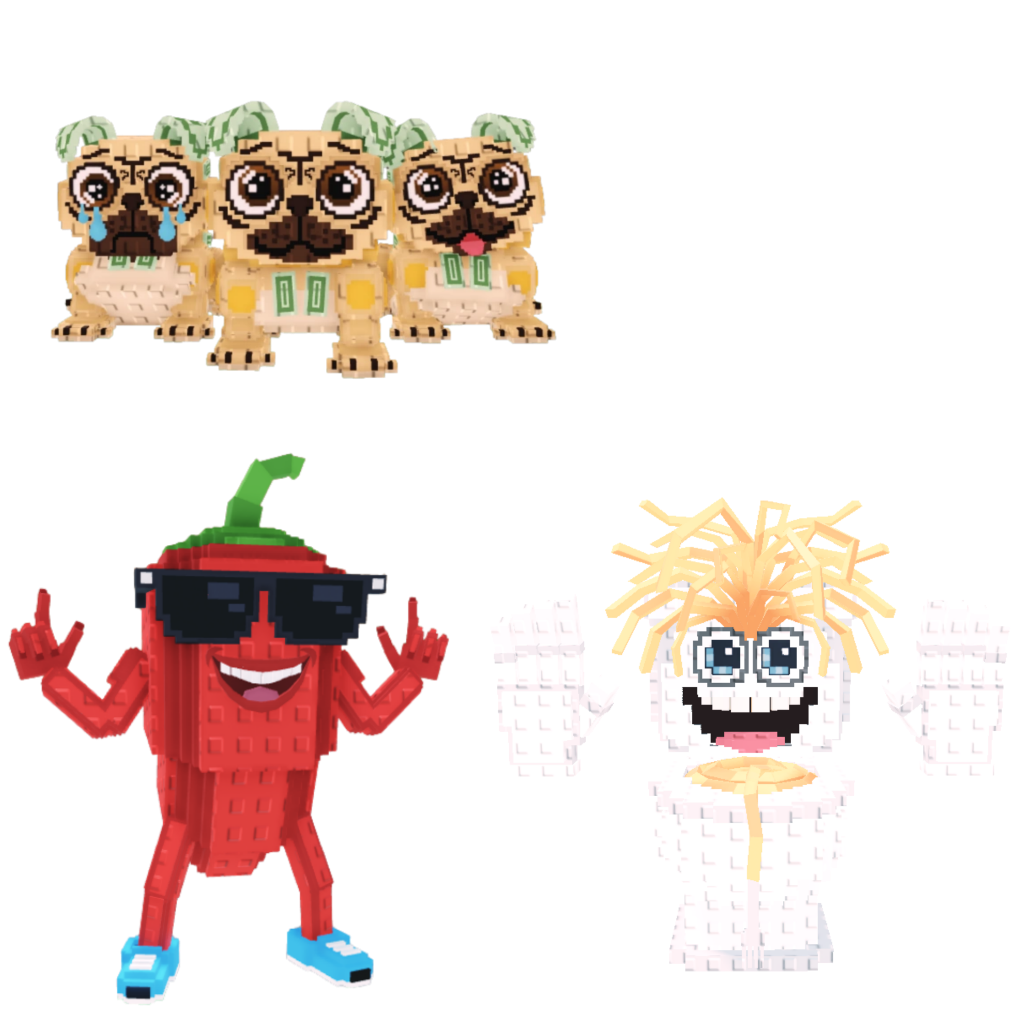 [BUNDLE] - 😌 1x Los Puggies 😌 1x Chillin Chili 😌 1x Spaghetti Tualetti