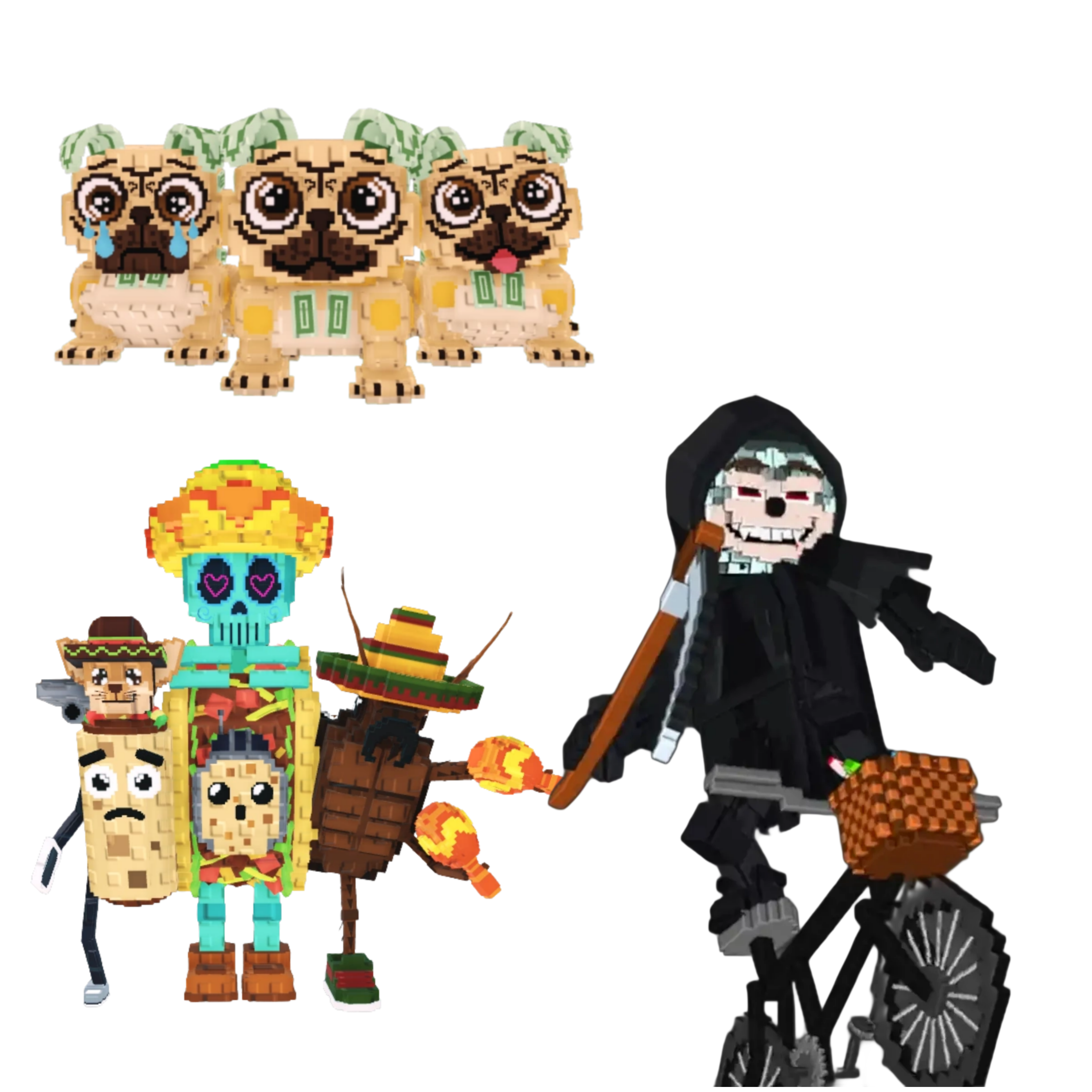 [BUNDLE] - 🍇 1x Los Puggies 🍇 1x Mieteteira Bicicleteira 🍇 1x La Taco Combinasion