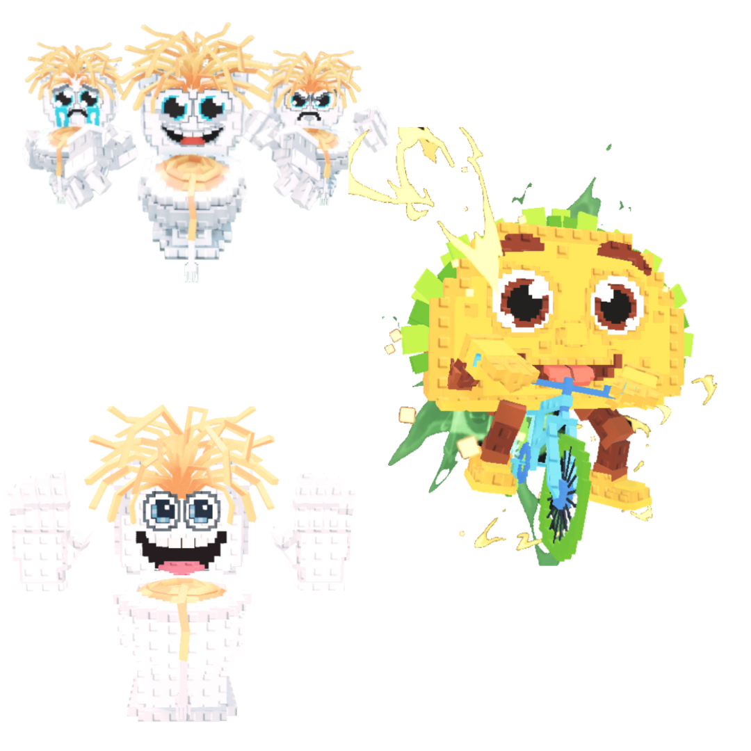 [BUNDLE] - 🦒 1x Los Spaghettis 🦒 1x Tacorita Bicicleta 🦒 1x Spaghetti Tualetti