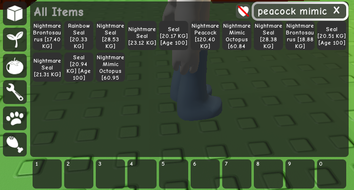 Bundle | Nightmare Peacock 120KG | 2x Nightmare Mimic 60KG | 8x Seal | 2x Bronto