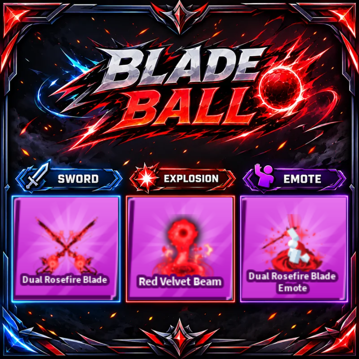 [ Limited Set ] Dual Rosefire Blade + Explosion + Emote | FAST DELIVERY✅