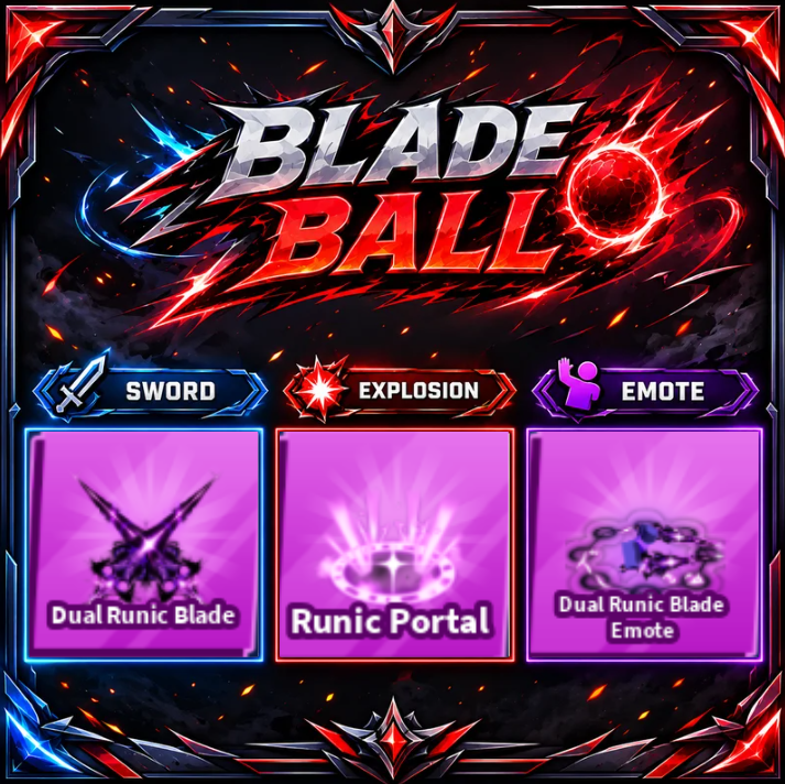 [ Limited Set ] Dual Runic Blade + Explosion + Emote | FAST DELIVERY✅