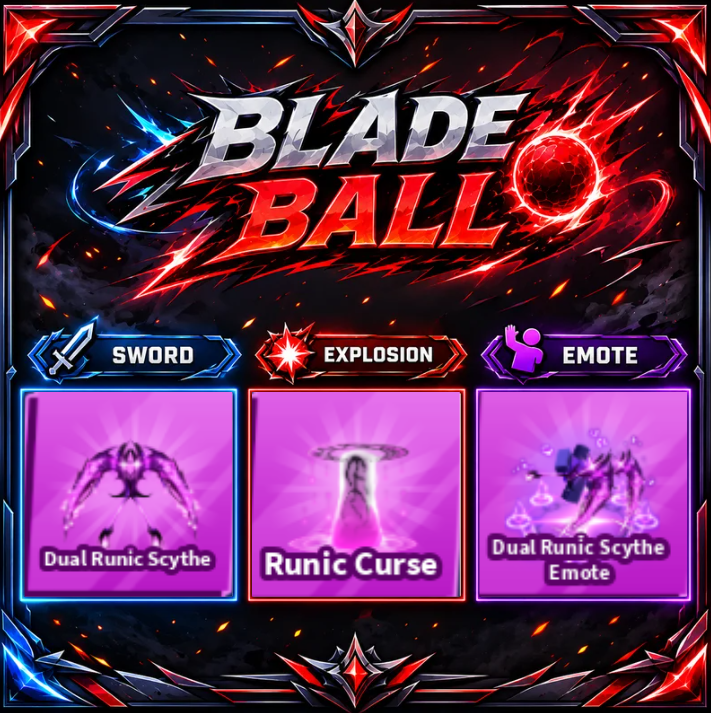 [ Limited Set ] Dual Runic Scythe + Explosion + Emote | FAST DELIVERY✅