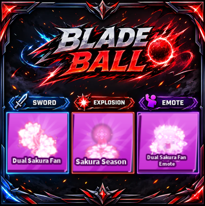 [ Limited Set ] Dual Sakura Fan + Explosion + Emote | FAST DELIVERY✅