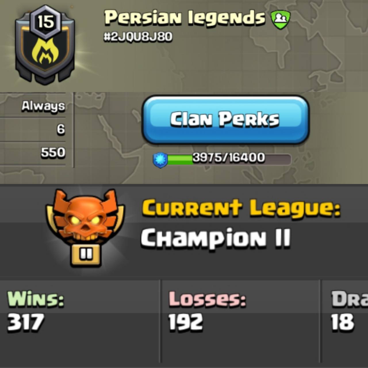 NAME: Persian Legends 👑 { CHAMPION 2 + PERFECT ENGLISH NAME } 🔥 NAME - Persian legends | OP LEVEL 15 | POSTIVE WARLOG 317-192-18 🤝 FAST DELIVERY 🚚 #436