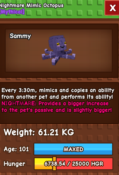 Nightmare Mimic 61.21kg AGE:101⚡Fast delivery