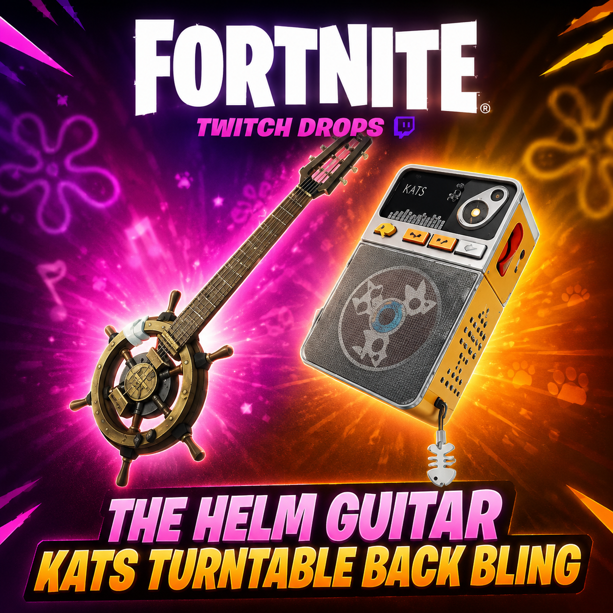 The Helm Guitar + KATS Turntable Back Bling | Fortnite Twitch Drops