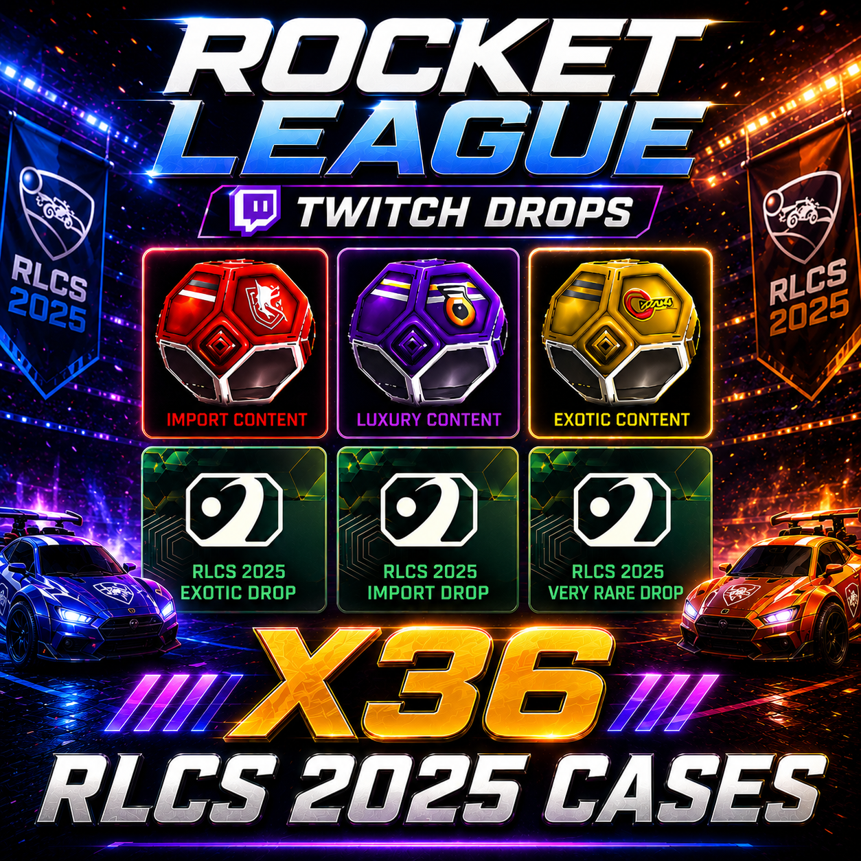 X36 RLCS 2025 CASES | Rocket League Twitch Drops