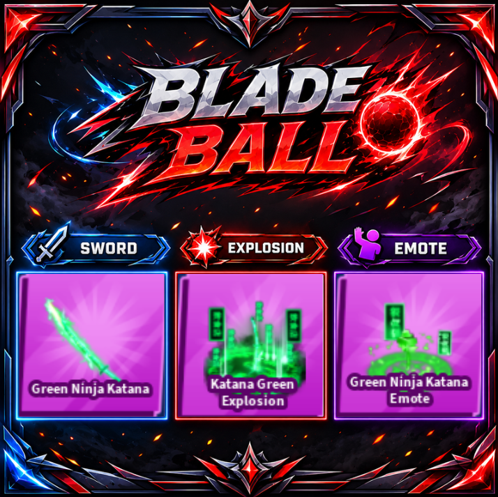[ Limited Set ] Green Ninja Katana + Explosion + Emote | FAST DELIVERY✅