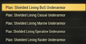 [ PC ] Plan: Shielded Lining BoS Underarmor / Casual / Marine / Operative / Raider [Plan Pack Set Bundle] (instant delivery)