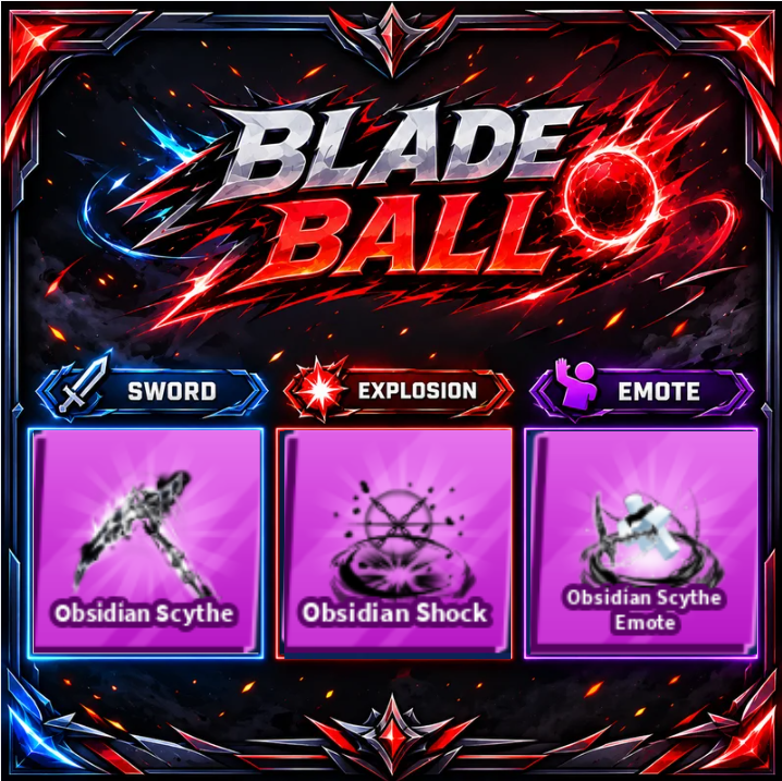 [ Limited Set ] Obsidian Scythe + Explosion + Emote | FAST DELIVERY✅