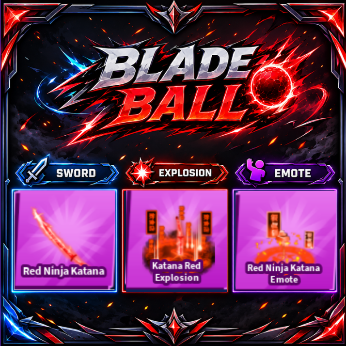 [ Limited Set ] Red Ninja Katana + Explosion + Emote | FAST DELIVERY✅