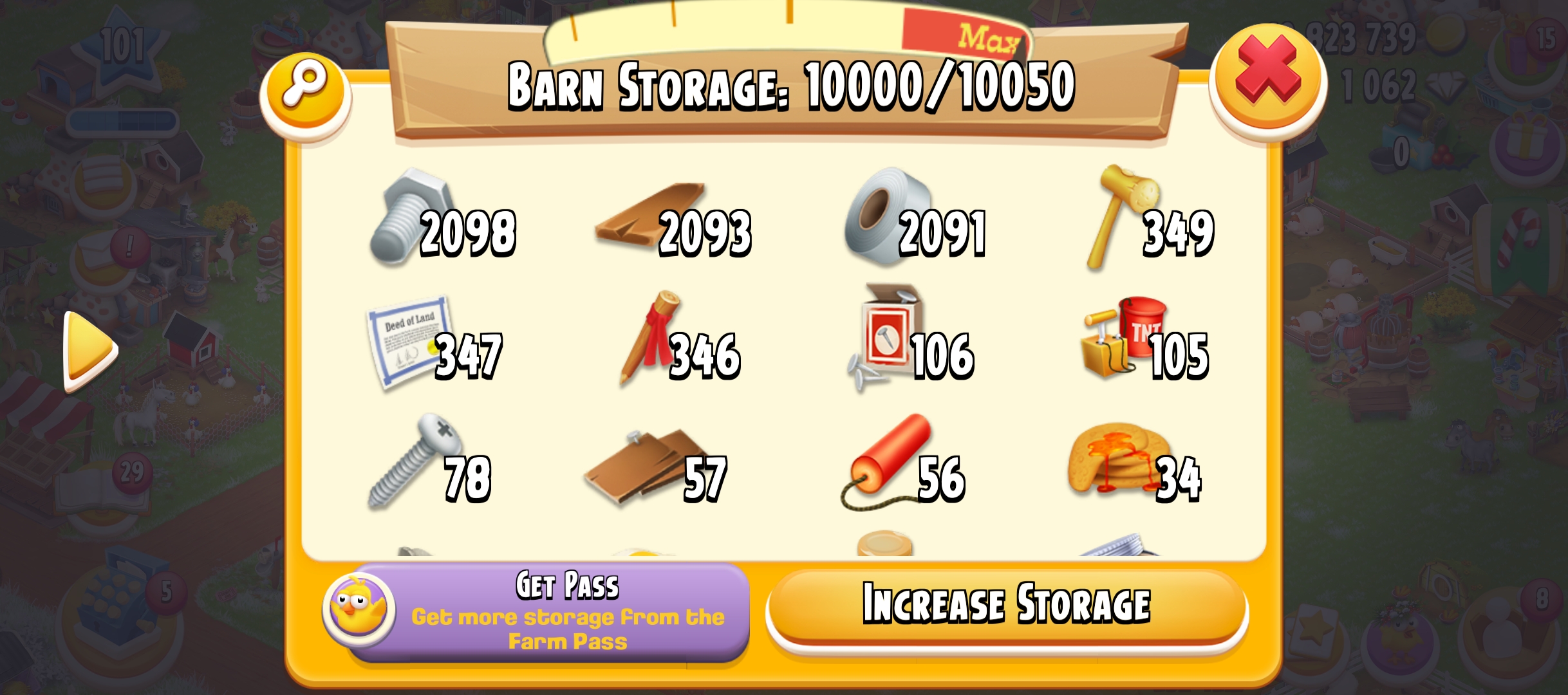 Buy 6000 Barn tools+ 4000 random items | barn upgrade items