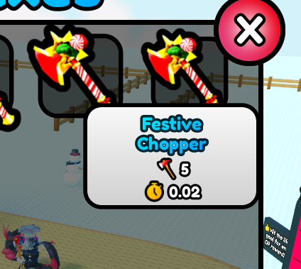 Festive Chopper 5 Damage/0.02 Sec ( Chop Your Tree ) | Ready Unit✅ | INSTANT DELIVERY✅