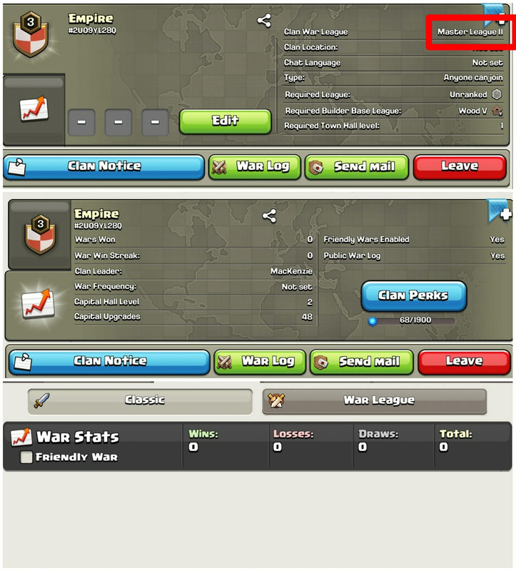 [Master Leauge 2]➤➤Clan Name:Empire➤Best English Name➤➤Level-3➤➤0 Win 0 Loss Clan
