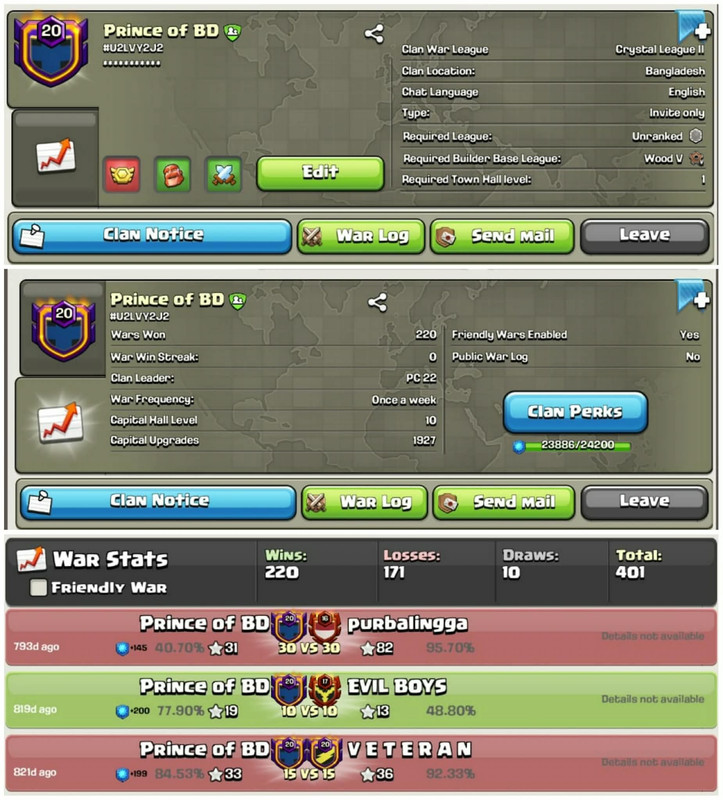 [Clan Level 20]➤➤Capital Hall 10➤➤Almost 21 Level➤➤220 War Win➤➤Cheap Fast Delivery
