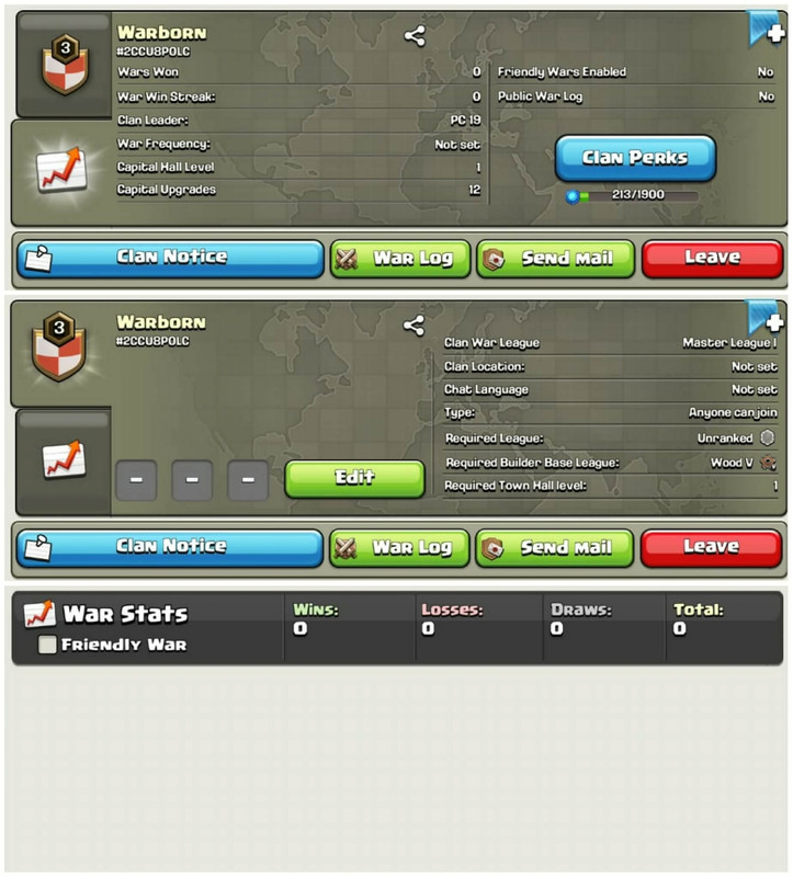 [Master Leauge 1]➤➤Clan Name:Warborn➤➤Level-3➤➤0 Win 0 Loss