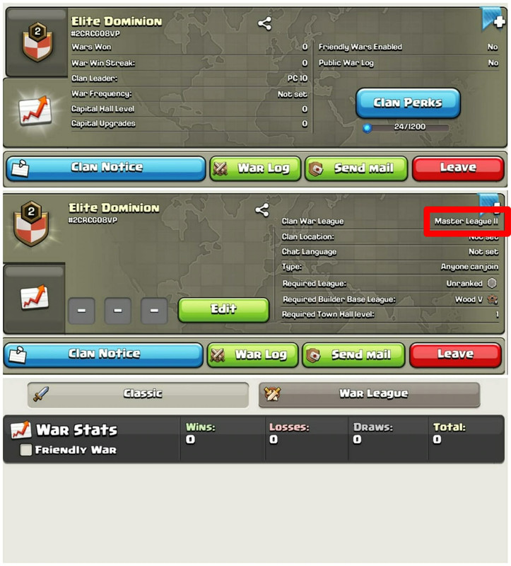 [Master Leauge 2]➤➤Clan Name:Elite Dominion➤➤Perfect English Name➤➤Level-2➤➤0 Win 0 Loss