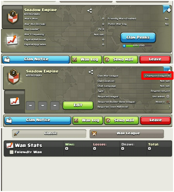 [Champion Leauge 3]➤➤Clan Name:Shadow Empire➤➤Perfect English Name➤➤Level-2➤➤0 Win 0 Loss