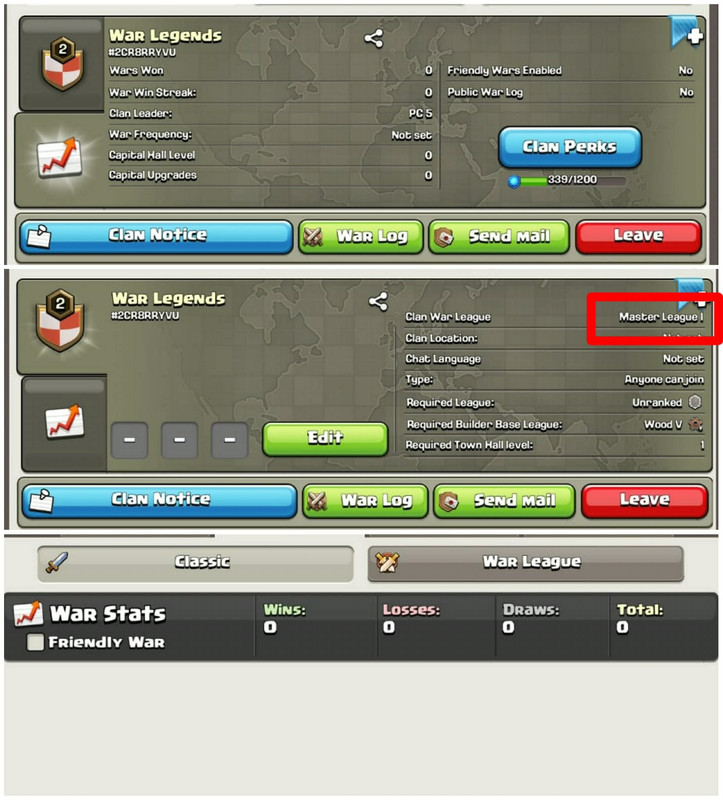 [Master Leauge 1]➤➤Clan Name:War Legends➤➤Perfect English Name➤➤Level-2➤➤0 Win 0 Loss