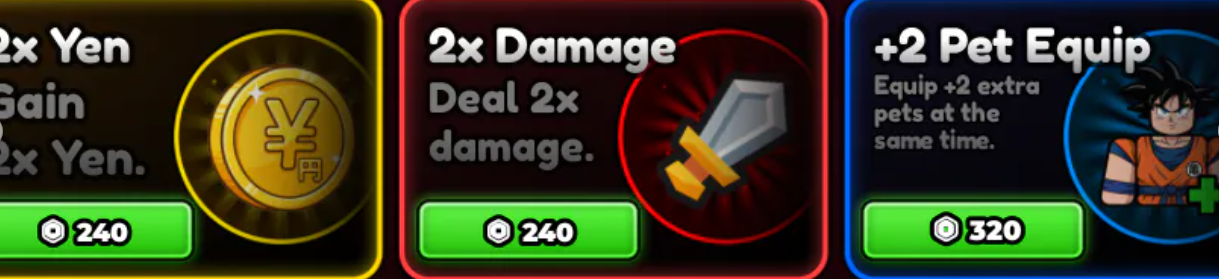 2x Pack (2x Yen,2x Damage,+2 Pet Equip,2x Power)