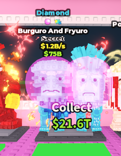 🍔NO TACO🍔 DIAMOND Burguro And Fryuro 💵 1.2B/s 💵 Bubblegum + Glitched Traits ⭐ YOU GET THE ONE IN PICTURE ✅ 500+ Orders ✅ TOP SELLER ✅ GamerTagz