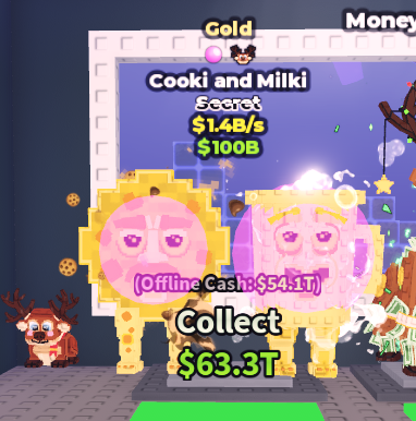 🍔NO TACO🍔 GOLD Cooki And Milki 💵 1.4B/s 💵 BubbleGum + Reindeer Pet Traits ⭐ YOU GET THE ONE IN PICTURE ✅ 500+ Orders ✅ TOP SELLER ✅ GamerTagz